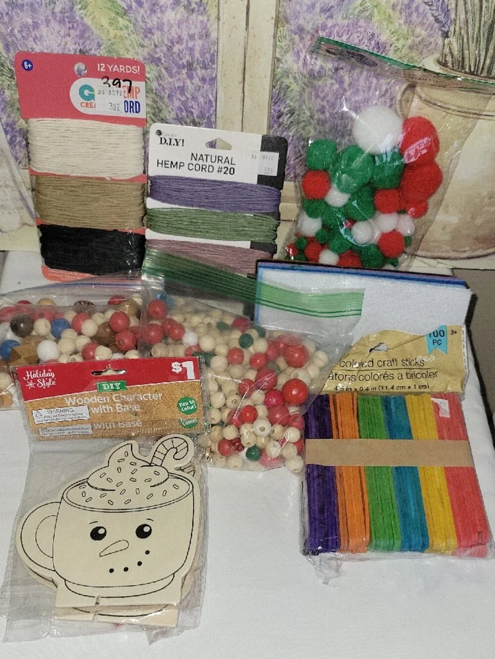 Huge Holiday Craft Supplies Bundle DIY Christmas Snowman Wood Cutouts PomPoms